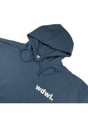 Wonderwall Men’s 100% Cotton Embroidered Pullover Hoodie Navy Blue • Large